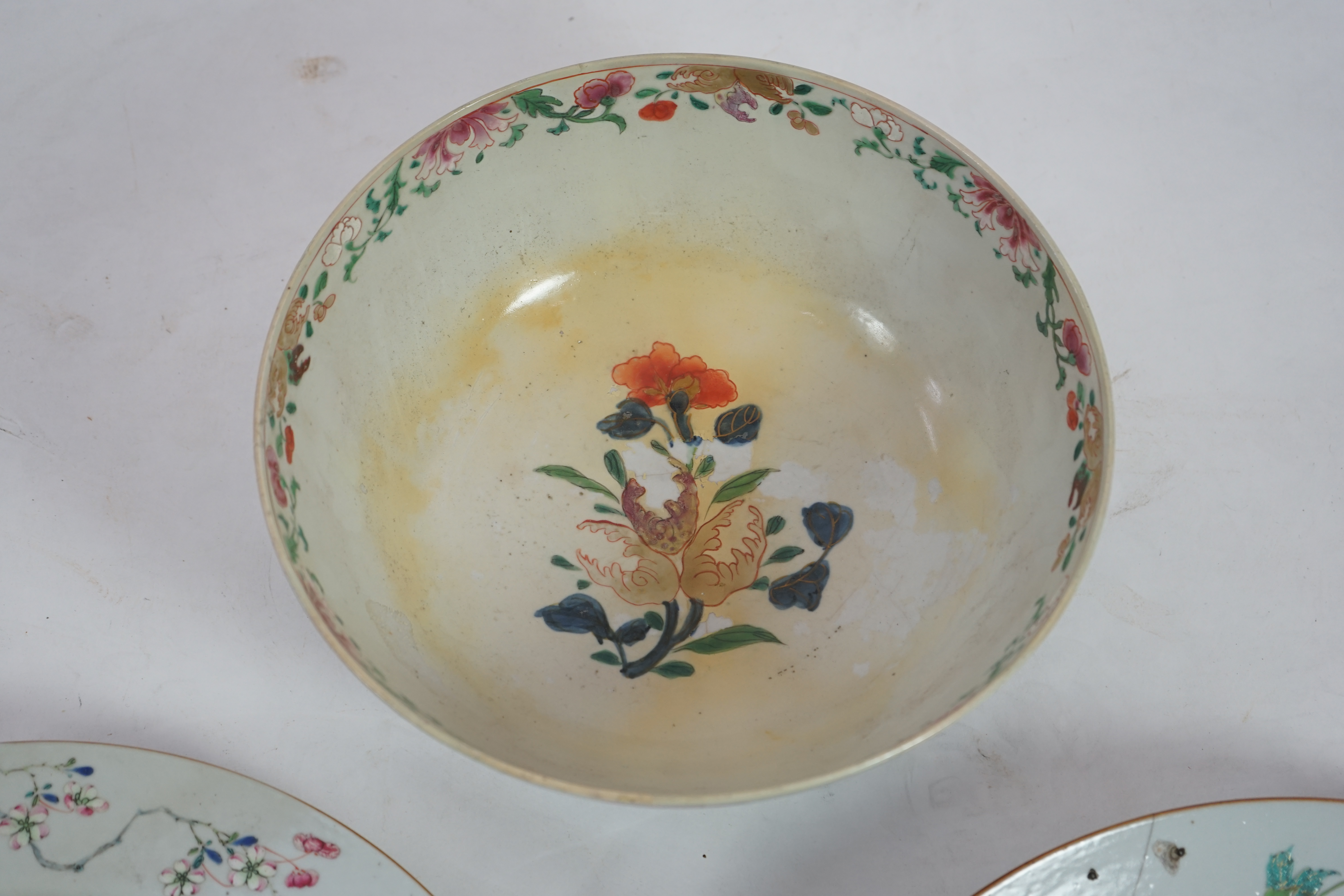 A Chinese famille rose ‘landscape’ dish, Qianlong